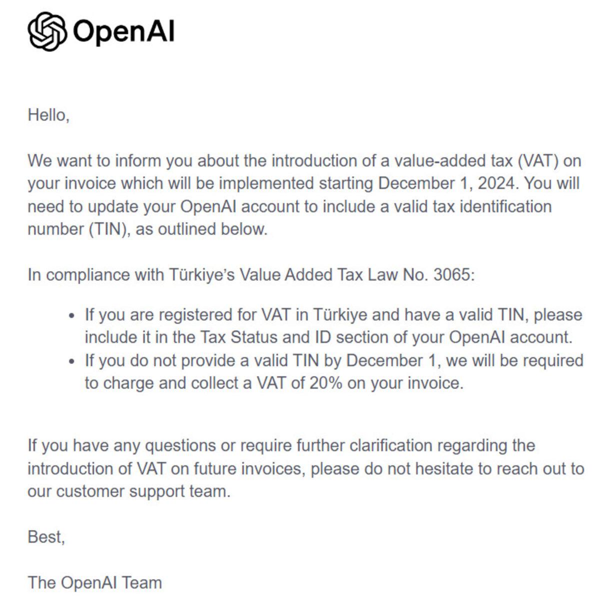 OpenAI Duyurdu: ChatGPT Plus’ın Türkiye Fiyatına KDV Zammı Geliyor!