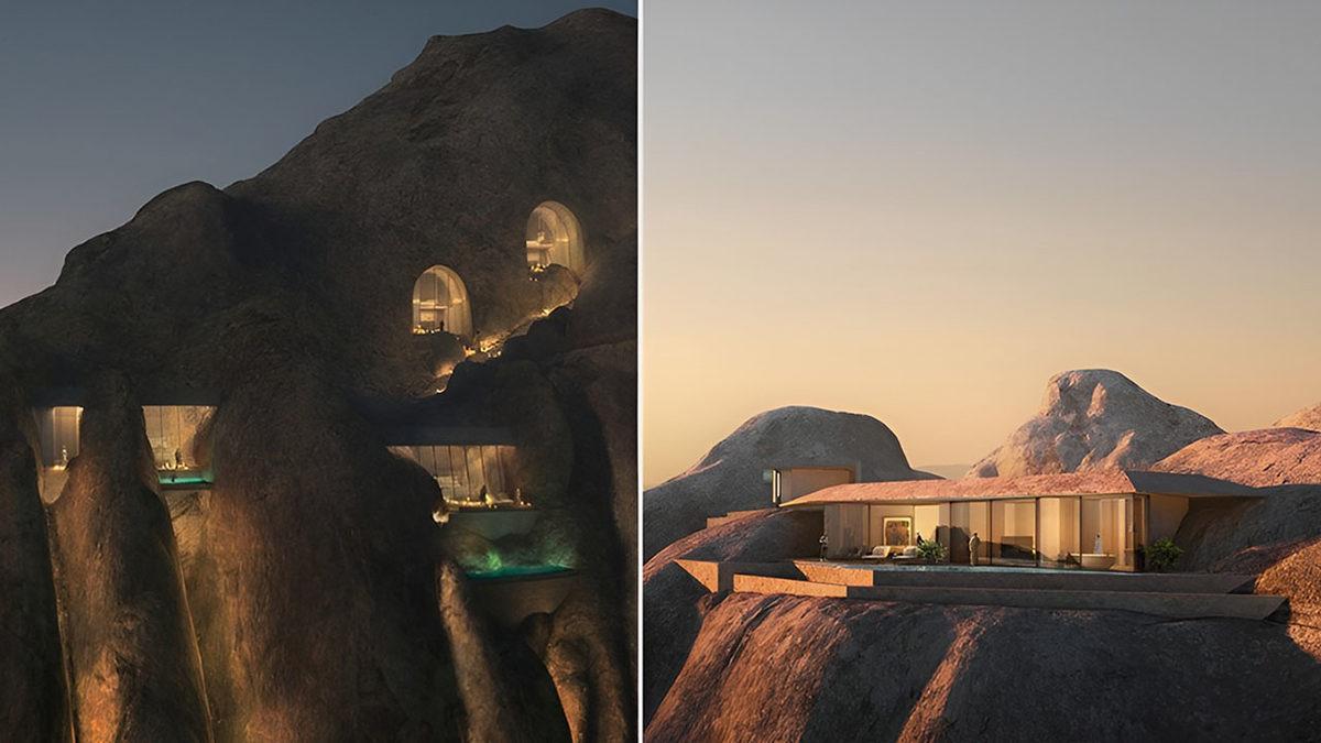 Suudi Arabistan’ın Bir Dağın İçine Gizlenmiş Gibi Görünen Mimarisiyle Dikkat Çeken Projesi: Desert Rock Resort