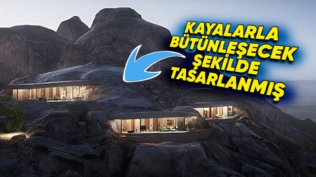 Suudi Arabistan’ın Bir Dağın İçine Gizlenmiş Gibi Görünen Mimarisiyle Dikkat Çeken Projesi: Desert Rock Resort