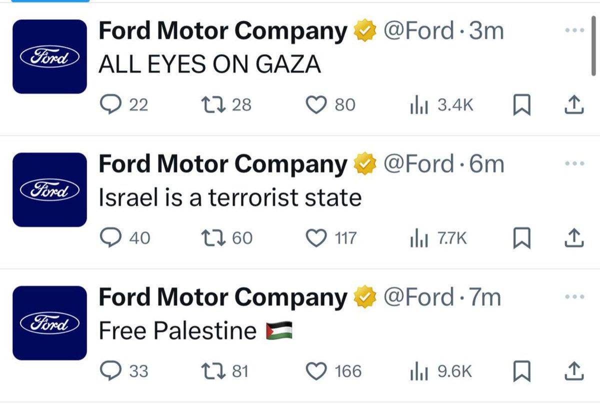 Ford’un X Hesabı Hack’lendi: Filistin Paylaşımı Yapıldı!