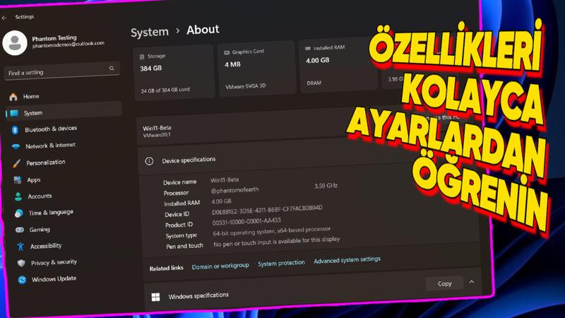 Windows 11’e Bilgisayar Özelliklerinizi Çok Kolay Bir Şekilde Görüntülemenizi Sağlayacak Yenilik Geliyor!