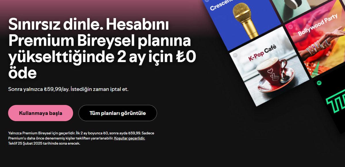 Spotify, 2 Ay Ücretsiz Premium Abonelik Kampanyası Başlattı!