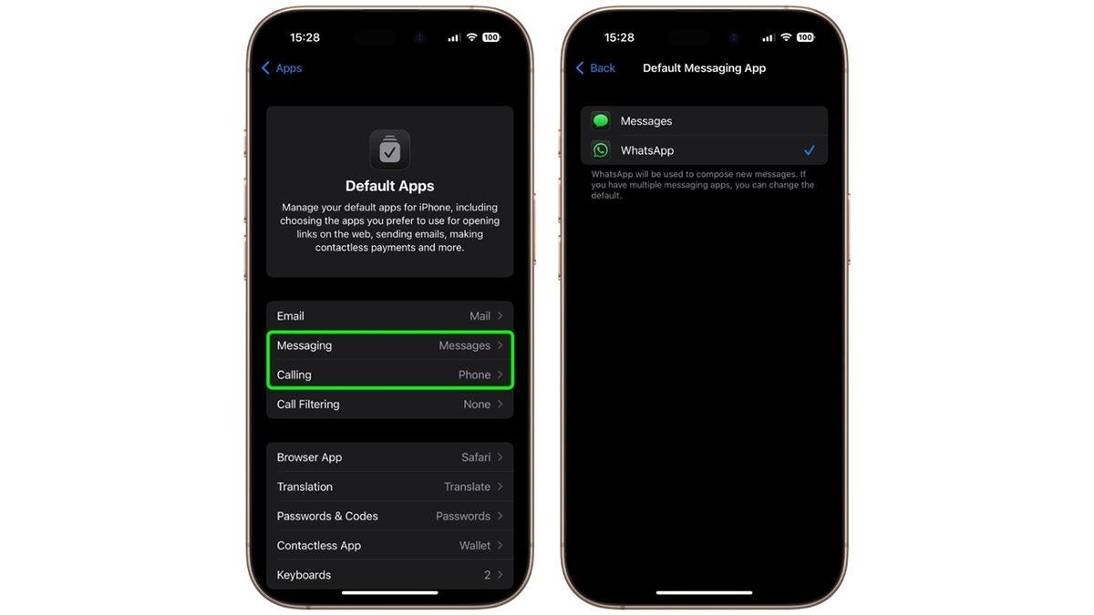 WhatsApp Artık iPhone’larda Varsayılan Arama ve Mesajlaşma Uygulaması Olarak Ayarlanabilecek
