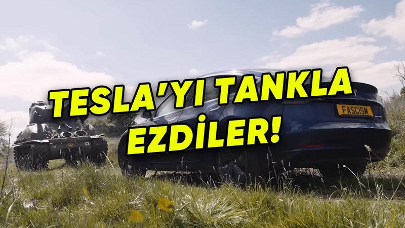 Tesla Protestolarında Zirveyi Gördük: Bu Kez Bir Tesla, Tankla Ezildi! [Video]
