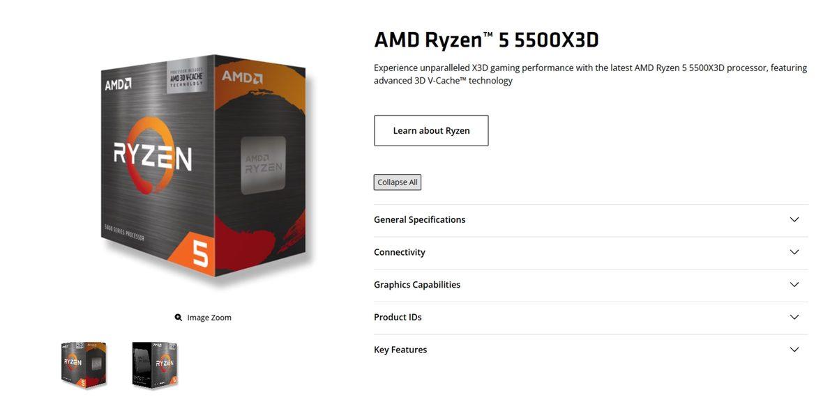 AMD’nin Şimdiye Kadarki En Ucuz X3D İşlemcisi Ryzen 5 5500X3D Ortaya Çıktı: İşte Özellikleri ve Fiyatı!