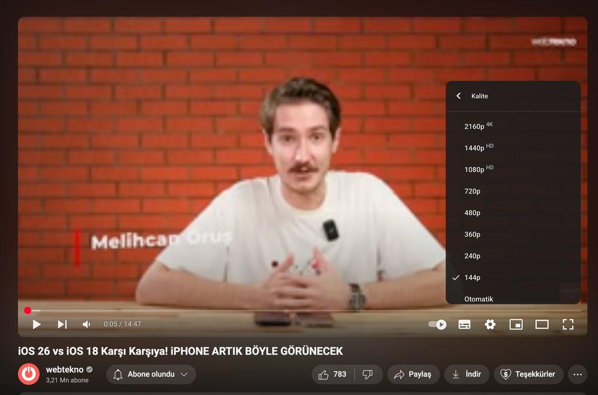 Yıl Olmuş 2025 Neden YouTube’da Hâlâ 144p Seçeneği Var? İşte Görünce