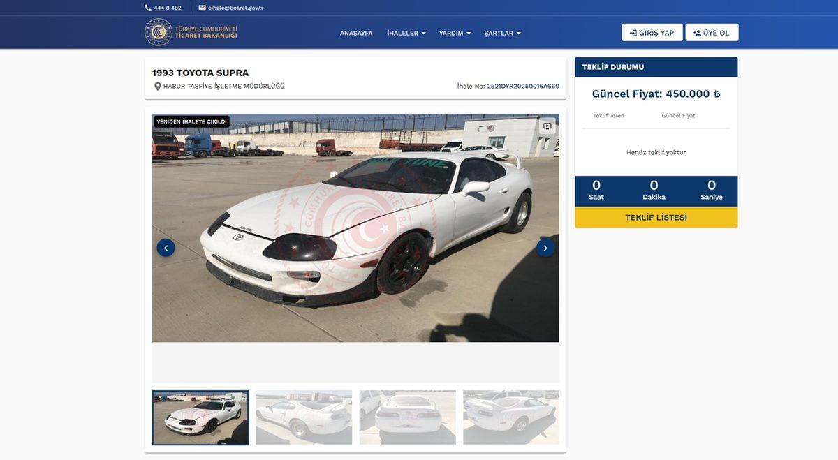 1993 Model Toyota Supra Yeniden İhaleye Açıldı (Fiyat Hâlâ Aynı)