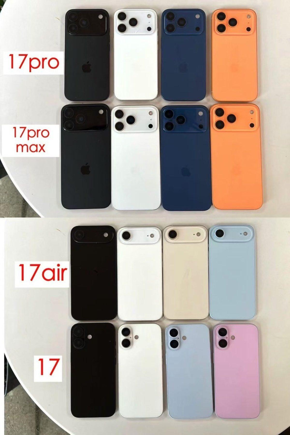 Tüm iPhone 17 Serisi ve Renk Seçeneklerinin Fotoğrafı Paylaşıldı: 4 Farklı Model, 7 Farklı Renk Seçeneği!