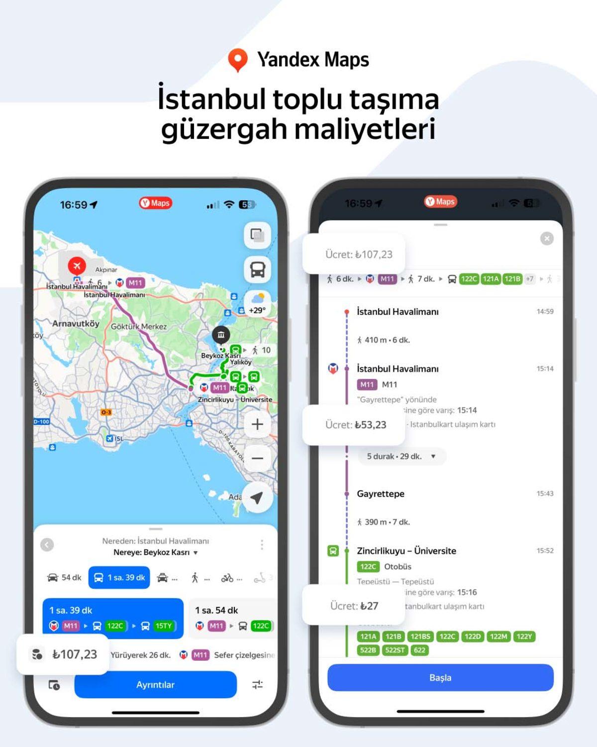 Yandex Maps ile Yandex Navigasyon, Toplu Taşıma Ücretlerini Gösterecek: Büyük Kampanyayı da Kaçırmayın!