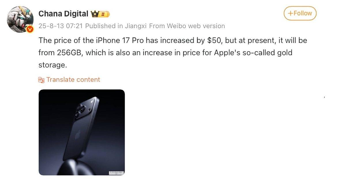 iPhone 17 Pro’daki Fiyat Artışı Depolama Alanıyla Dengelenecek (128 GB’a Elveda)