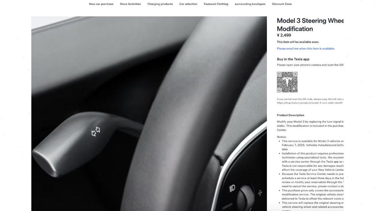 Tesla, Model 3’ten Çıkardığı Tartışmalı Sinyal Kolunu Ayrı Parça Olarak Yeniden Satmaya Başladı