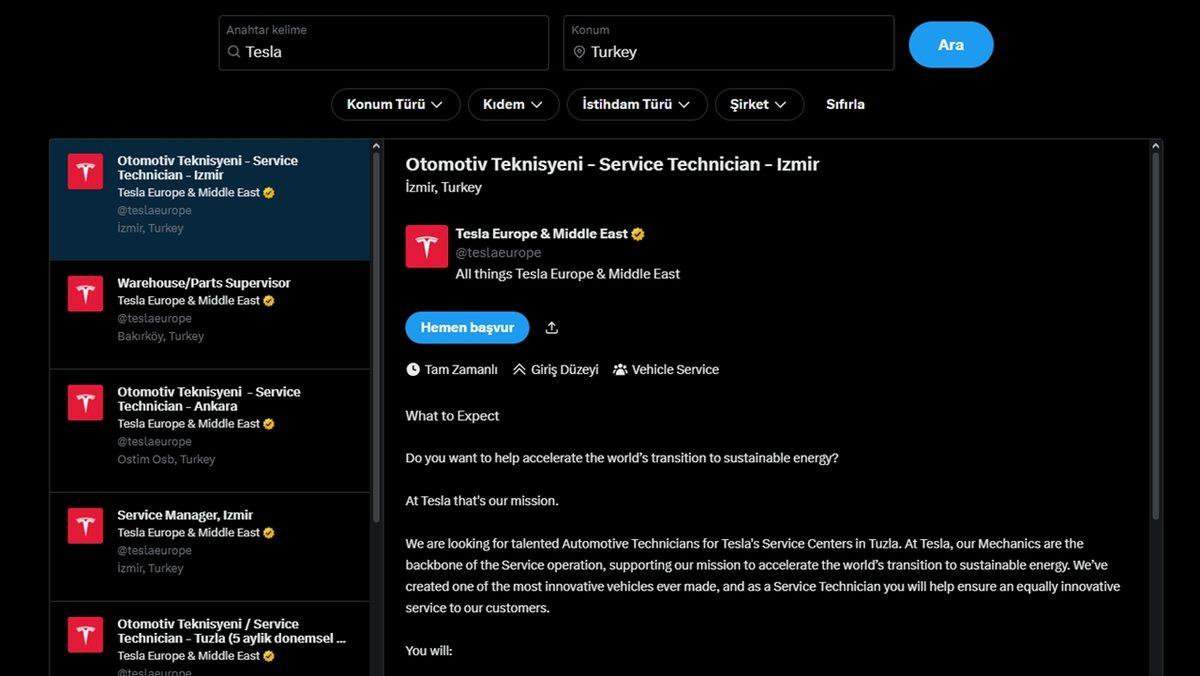 Tesla, Türkiye’nin Birçok İlinde Yeni İş İlanları Açtı: Teknisyenlikten Yöneticiliğe Pek Çok Pozisyon Mevcut!