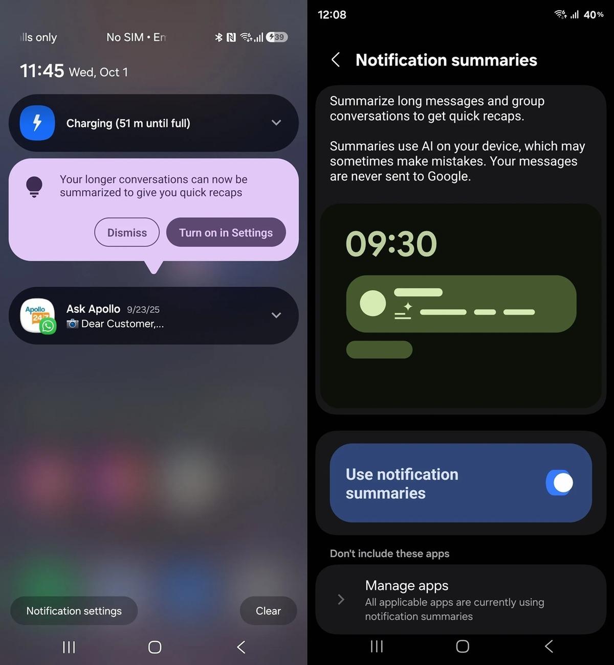 One UI 8.5 bildirim özetleri