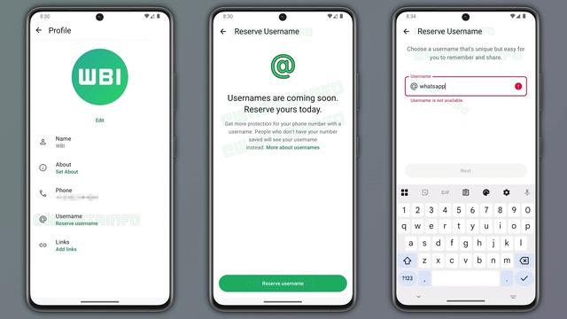  WhatsApp'ın kullanıcı adı özelliğinden yeni ekran görüntüleri: Önceden rezerve edebileceksiniz 