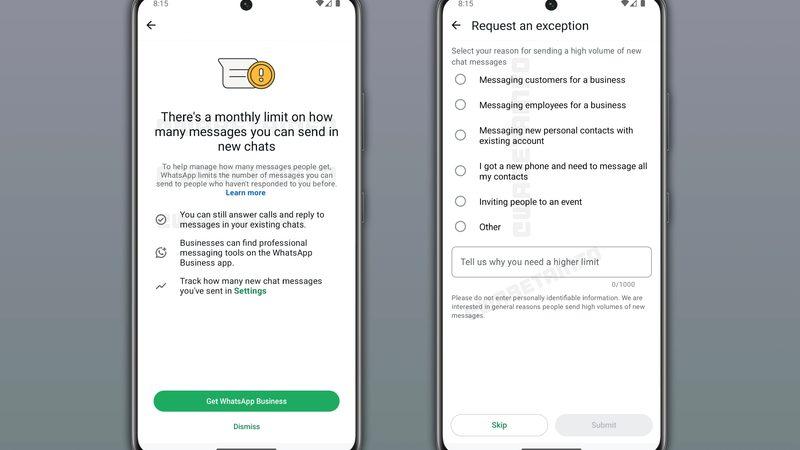 WhatsApp’ın Mesaj Limiti Özelliğinden İlk Ekran Görüntüleri Paylaşıldı