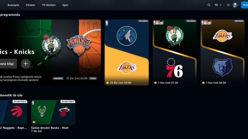 Türkiye'deki Amazon Prime üyeleri, NBA maçlarını Prime Video'da izleyebilecek