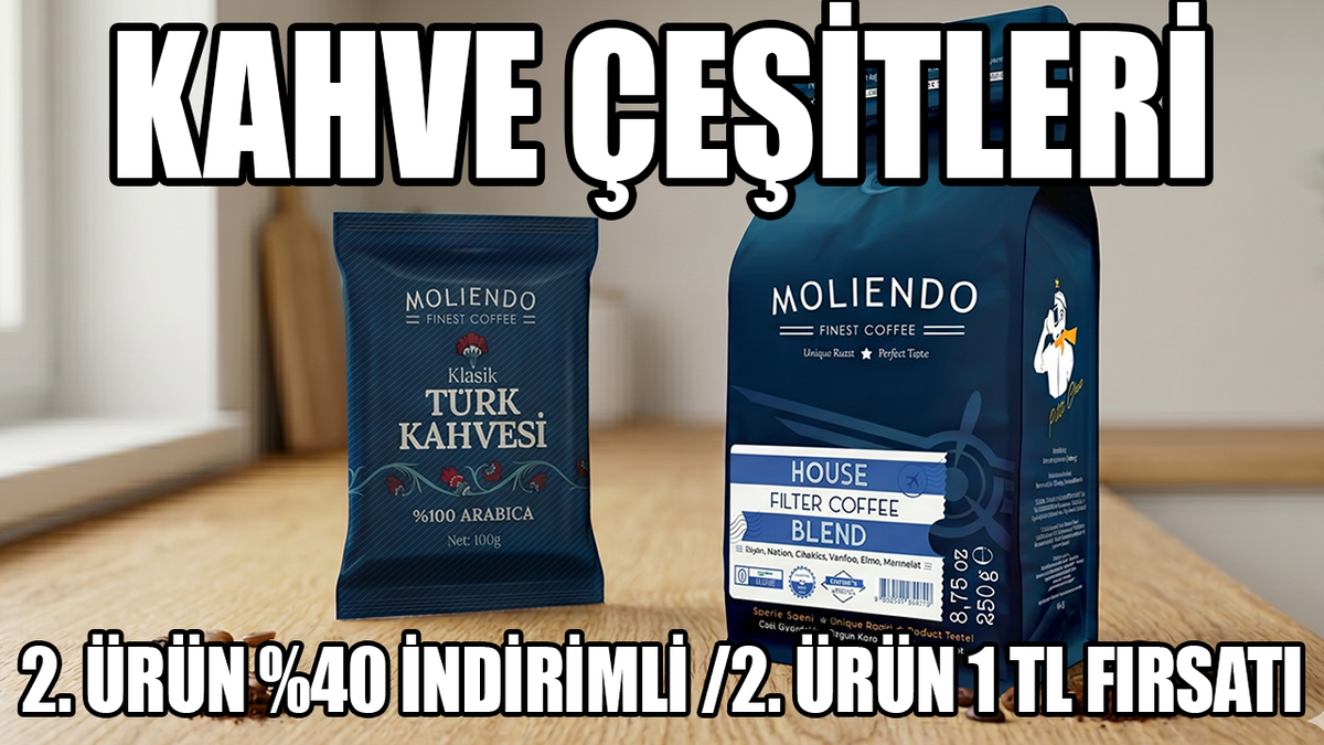 Molieno kahvelerde 2. üründe %40 indirim ve 2. ürün 1 TL fırsatı!