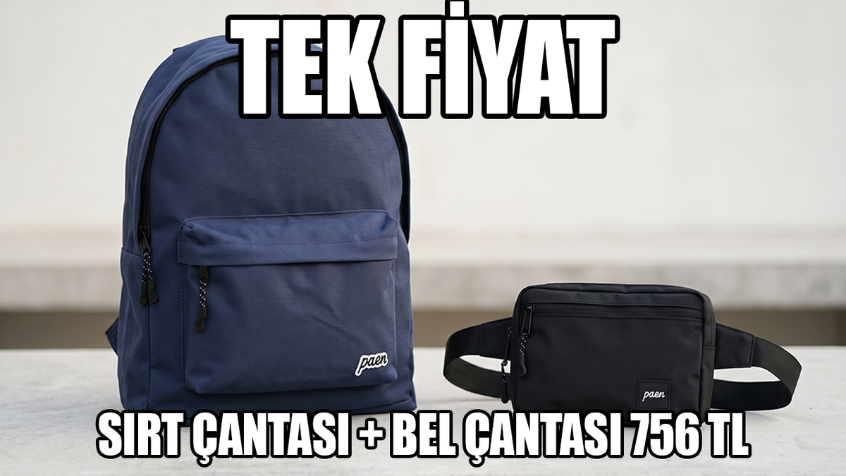 Geniş iç hacimli sırt çantası + bel çantası 756 TL!