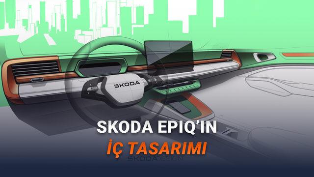 Skoda'nın Tamamen Elektrikli Yeni Otomobili Epiq'in İç Tasarımı Paylaşıldı!