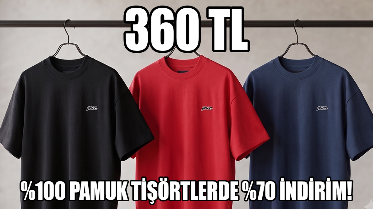 Paen'de %100 pamuk basic tişörtlerde %70 indirim!