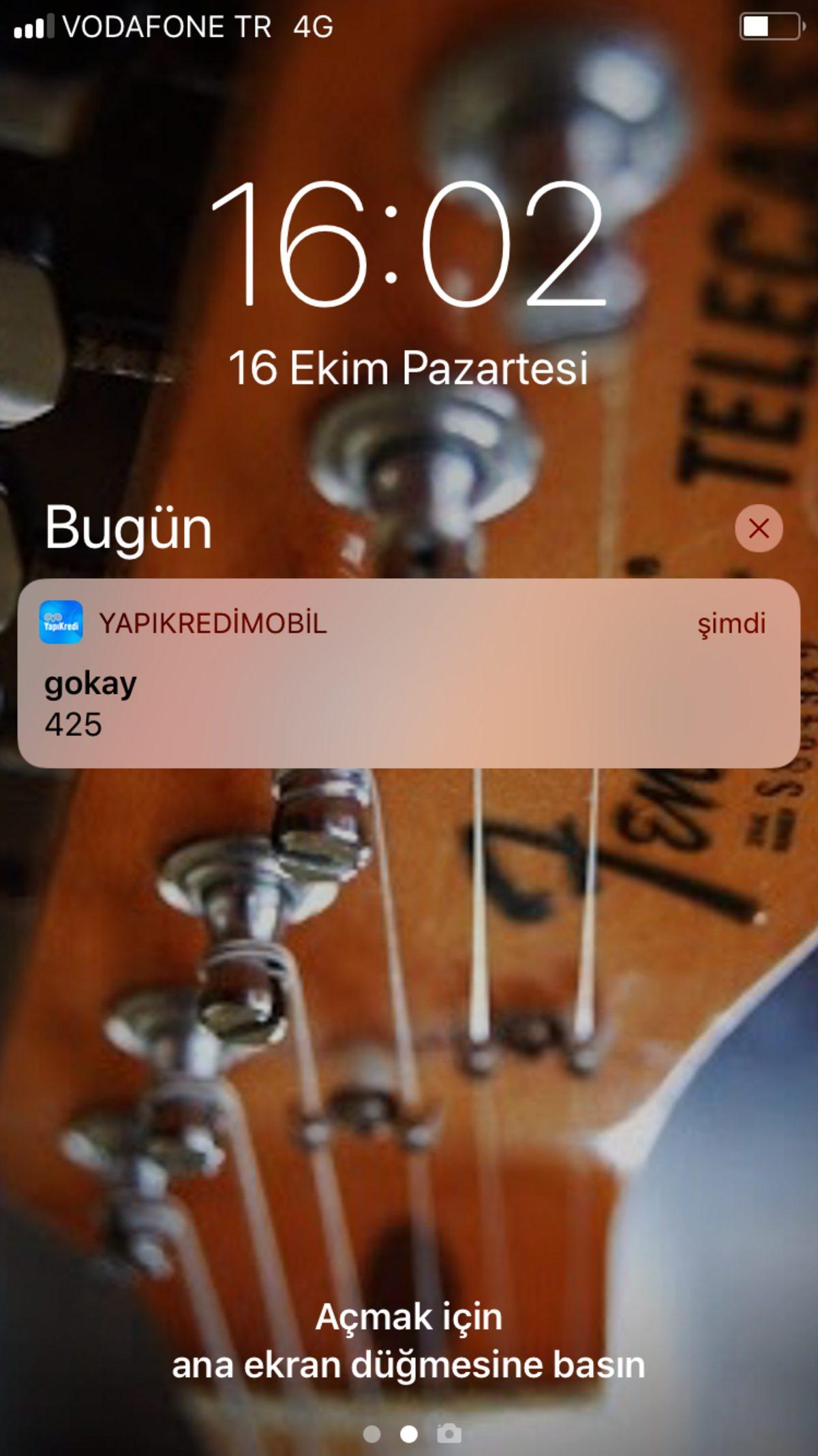 Yapı Kredi Bankası’ndan Gelen Bir Garip ‘Gökay 425’ Bildirimi