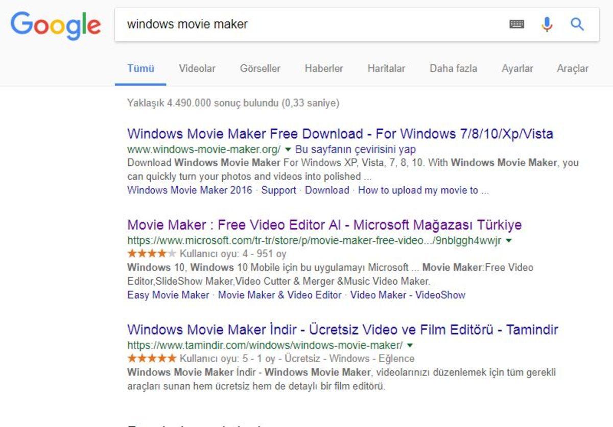Sahte Movie Maker İndirme Sitesi, Google’da İlk Sırada