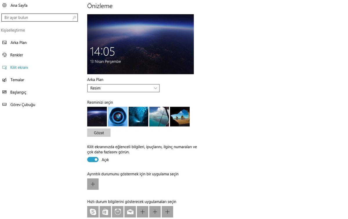 Windows 10 Kilit Ekranında Yer Alan 